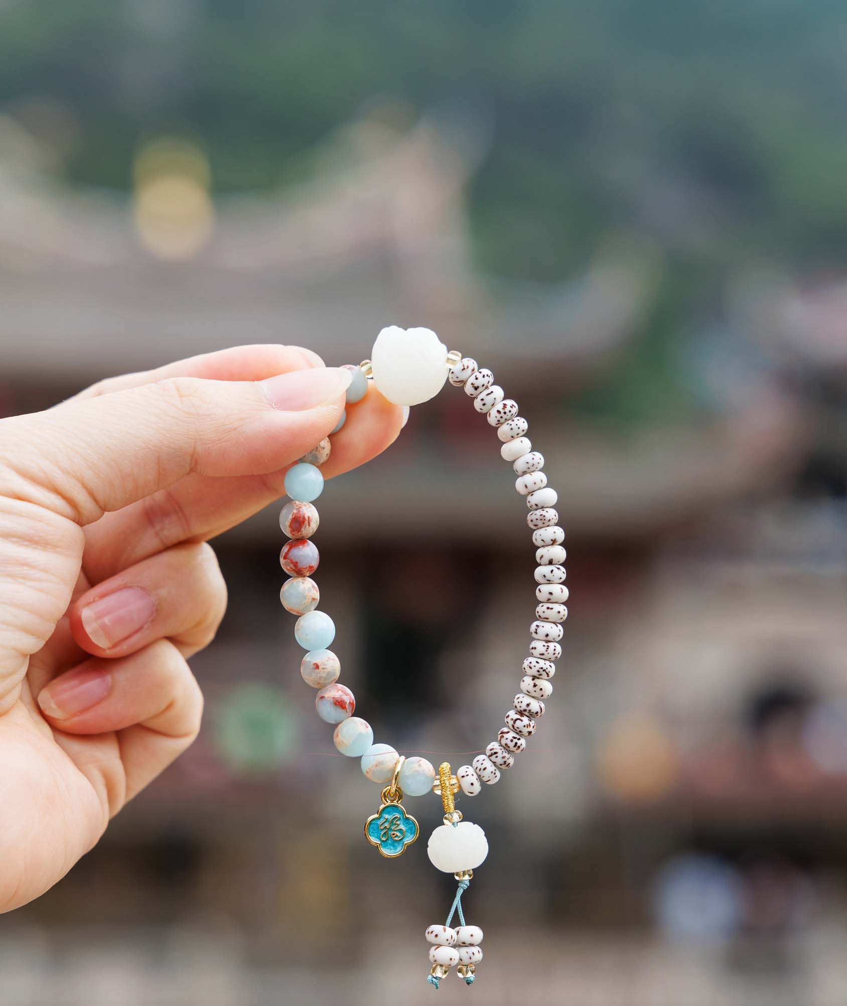 星月菩提醒狮招财手串